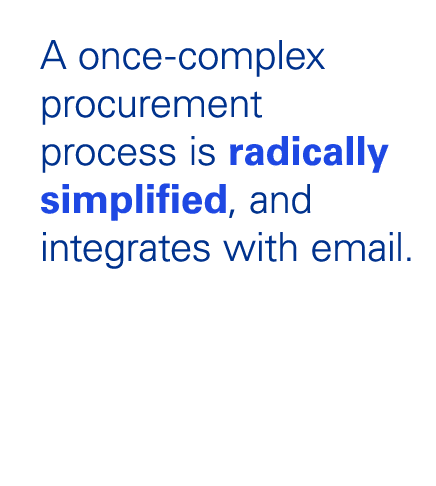 A once-complex procurement process is radically simplified, and integrates with email.